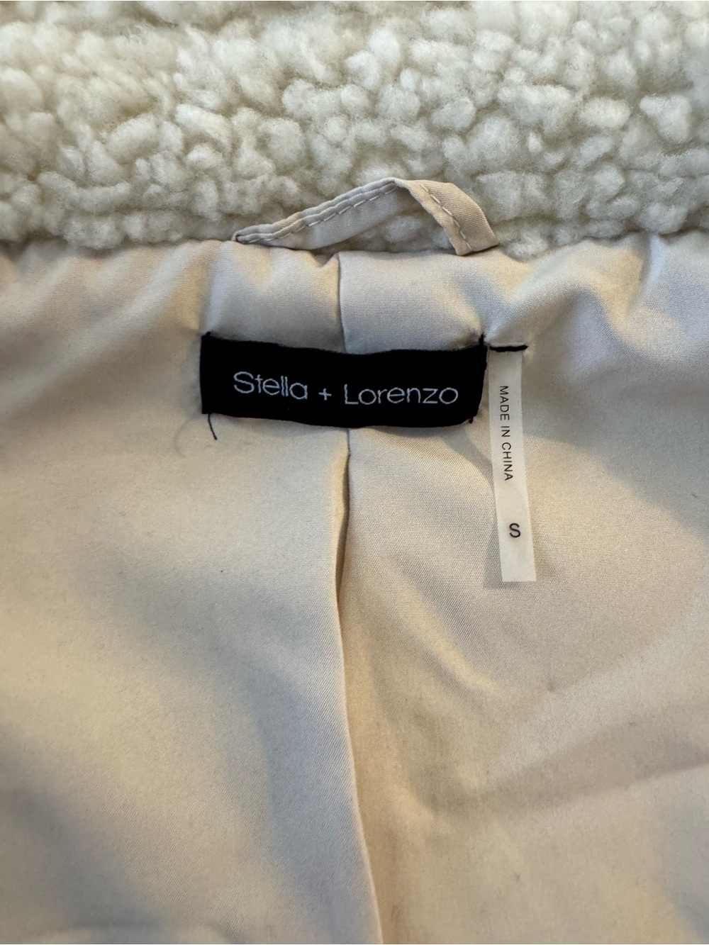 Stella + Lorenzo Cream Teddy Sherpa Jacket - Picture 6 of 7